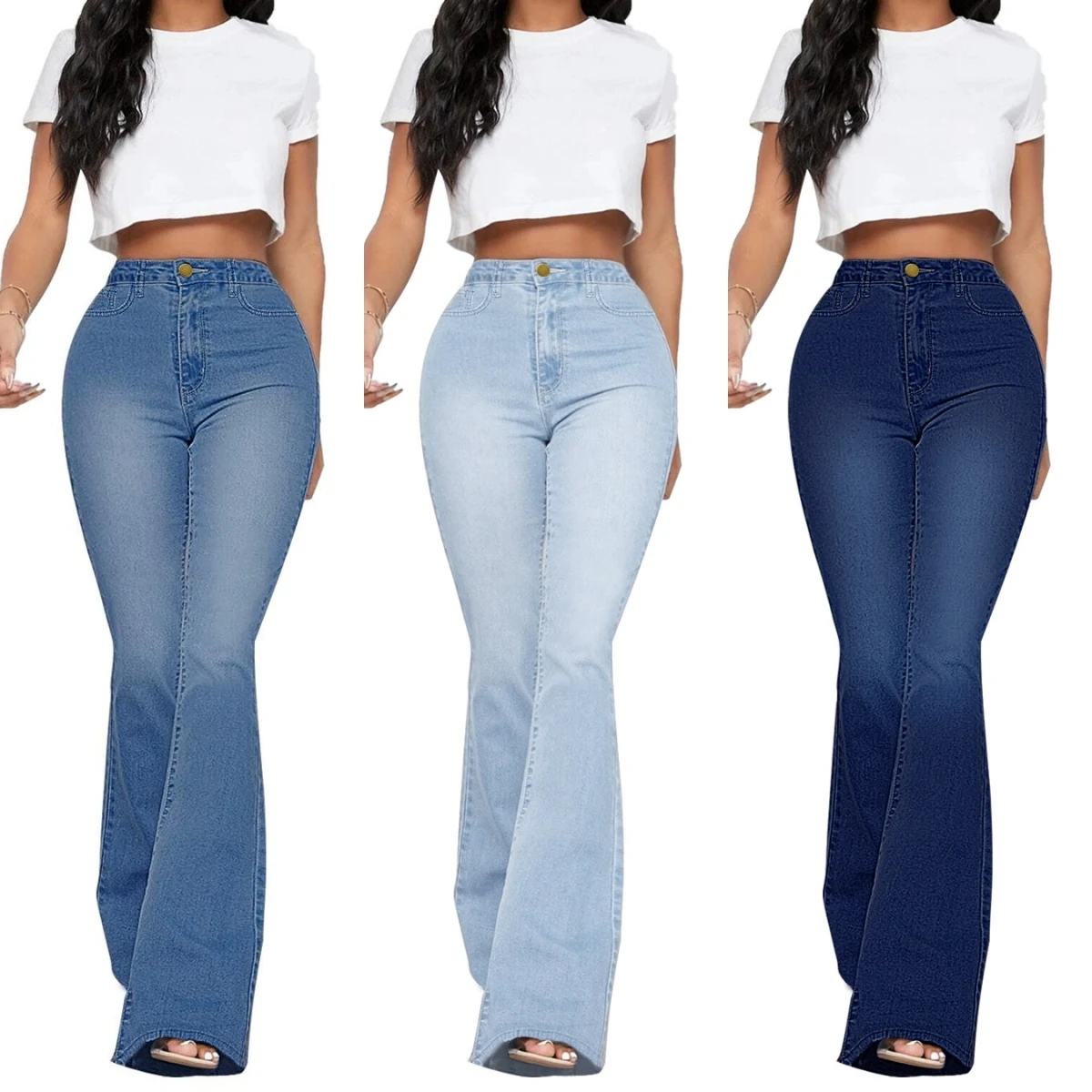 

2024 Fall New High Waist Boot Cut Jeans For Women Fashion Stretch Skinny Denim Flared Pants Casual Slim Female Trousers S-2XL