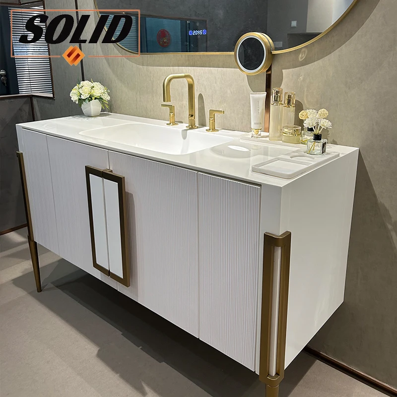 Hotel Design Artificial Marble Wash Basin Bathroom Ceramic Wash Sink With Cabinet