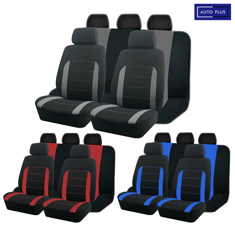 

AUTO PLUS 4pcs/9pcs Red/Gray/Blue Universal Polyester Car Seat Covers Fit For Most Car SUV Truck Van Car accessories Interior