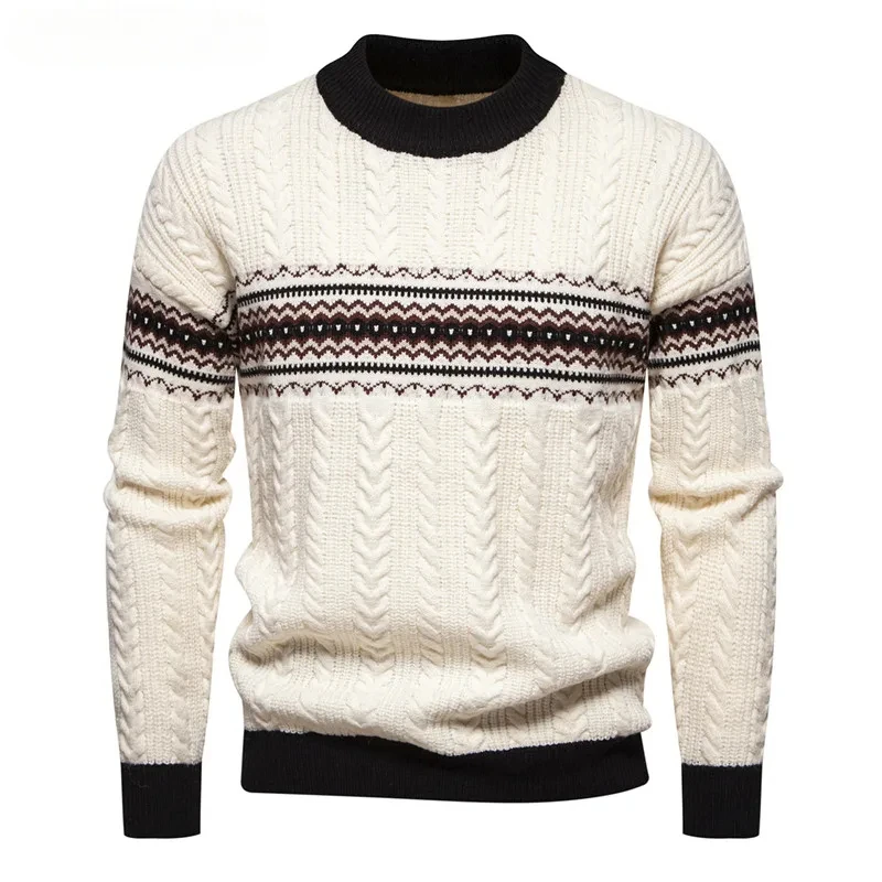 2025 High Quality Mens Trend  Sweater Slim Fit Casual Knitted Turtleneck Pullover Tops