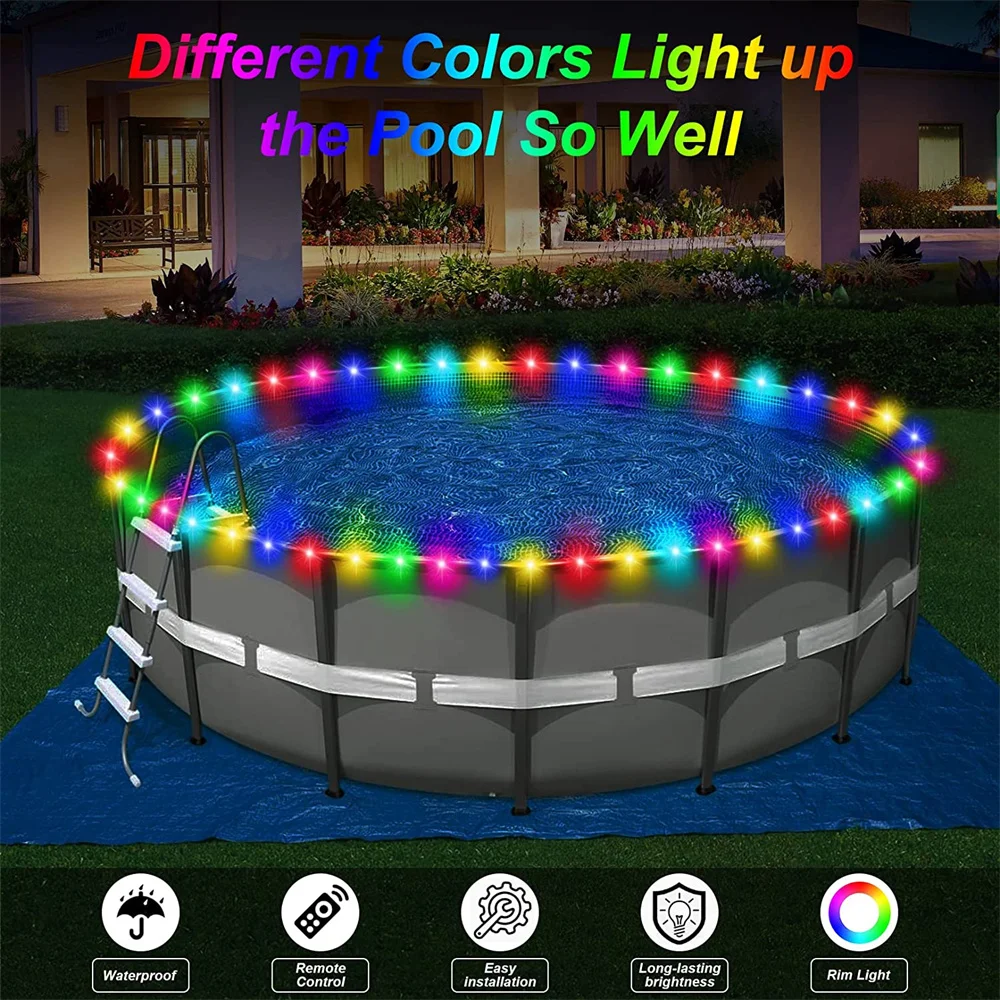 Luz LED sumergible para Borde de piscina, luces LED para trampolín, batería, Control remoto, impermeable, para exteriores, trampolín de tierra, luz nocturna