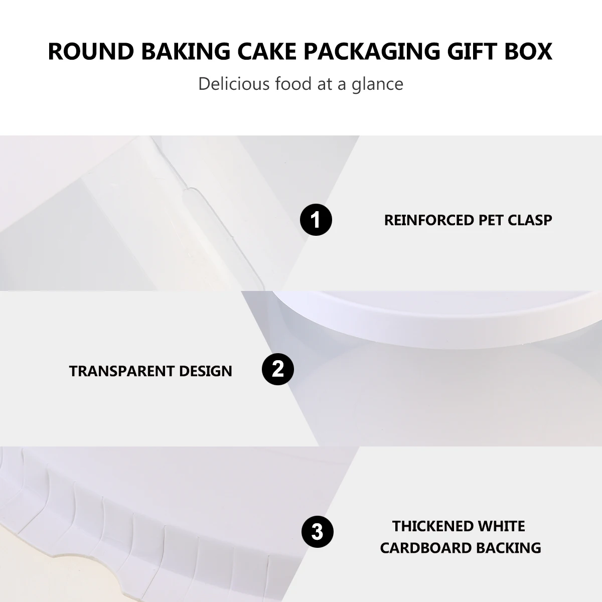 

3 Pcs Baking Cake Gift Box Round Transparent Bakery Carrier Cases Large Storage Containers PET Material Easy Carry for Baker