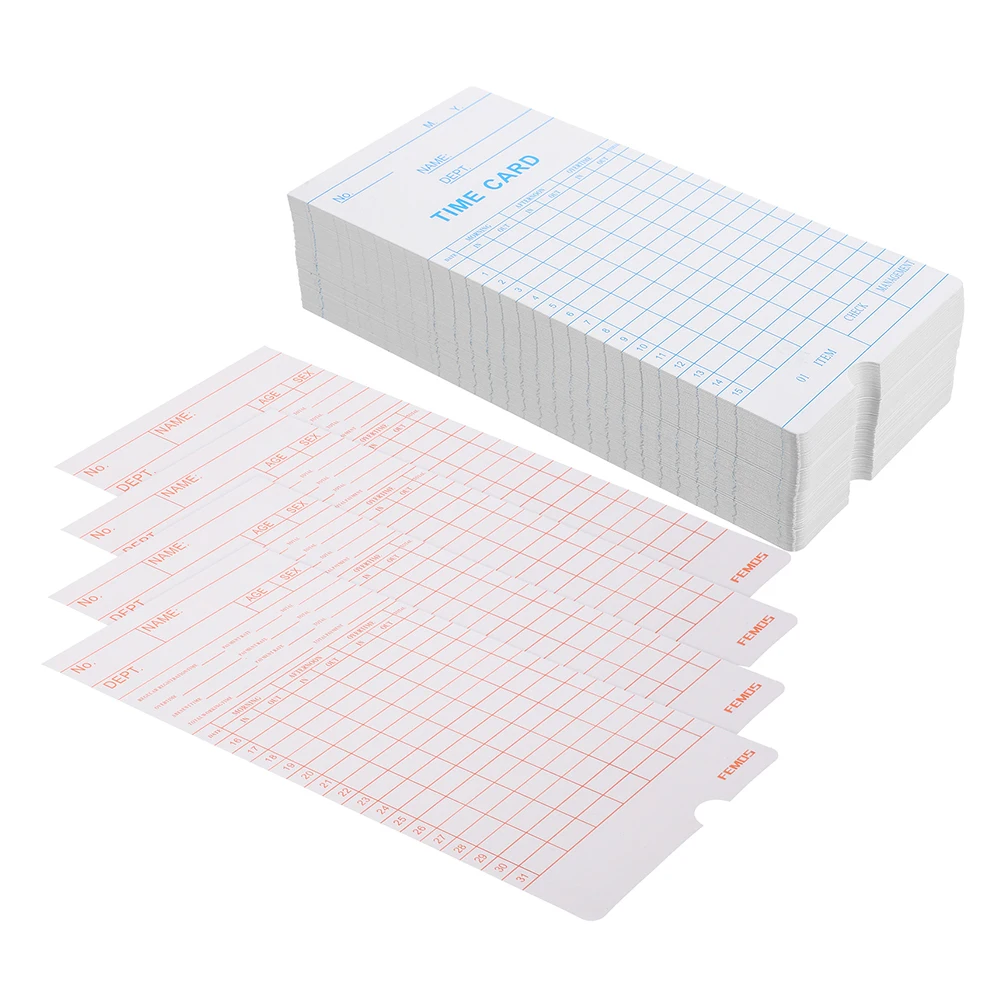 

100pcs Clear Printing Design Employee Tracking Time Management Cards For Classroom Weekly Sheets Timecard Time