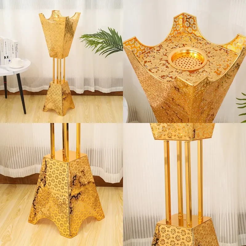 Nordic Church Incense Burner Aromatherapy Table Golden Four-cornered Incense Burner Classical Creative Home