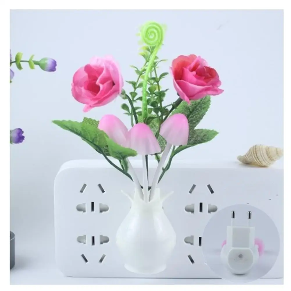 0.5W Energy Saving Lamp Dream Nightlight Rose Flower Mushroom Night LightsPlug In LED Night Light W/Auto Dusk To Dawn Sensor