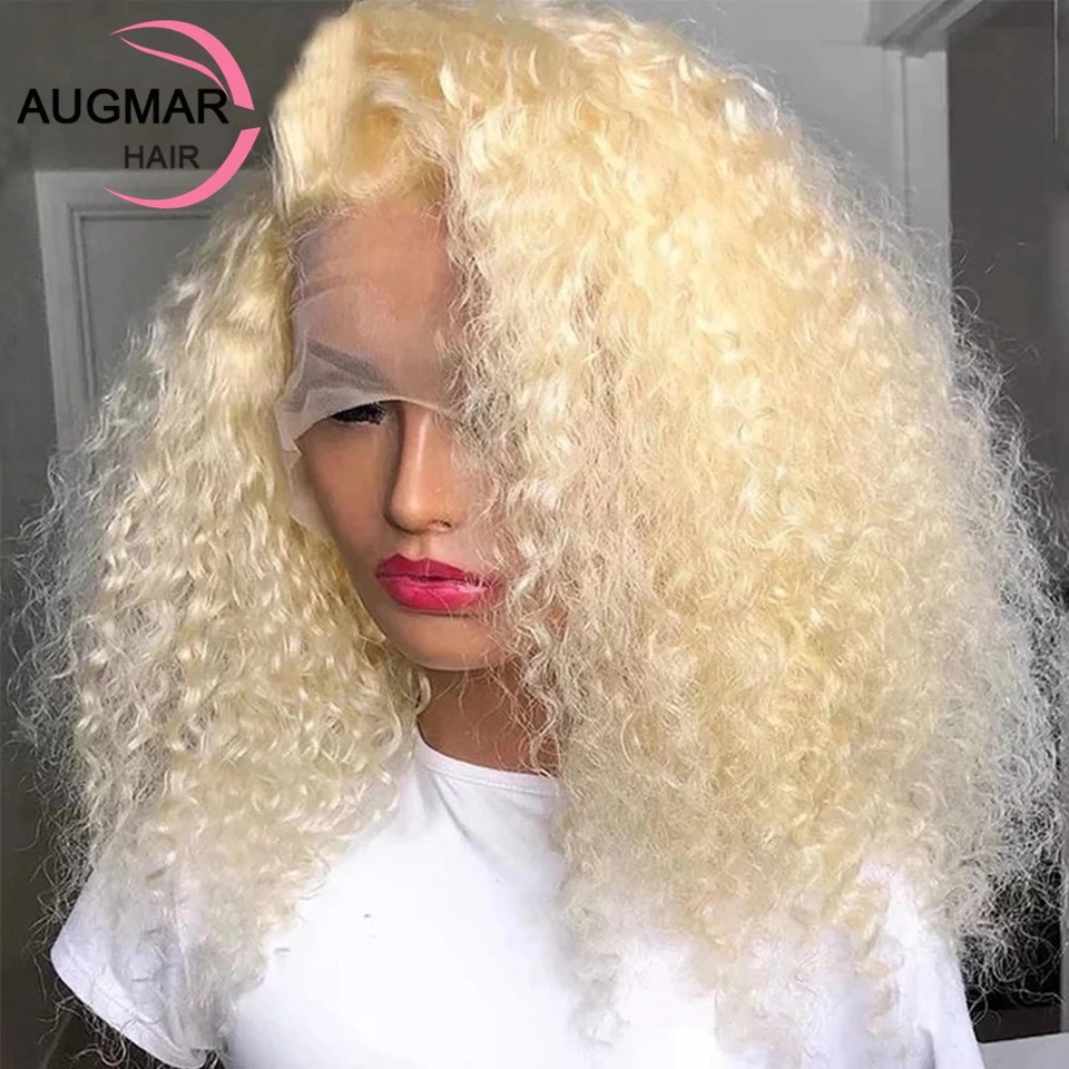 13x4 Kinky Curly 613 HD Lace Frontal Wig 13x6 Blonde Lace Front Wig Human Hair Transparent 180 Density Glueless Full Lace Wig