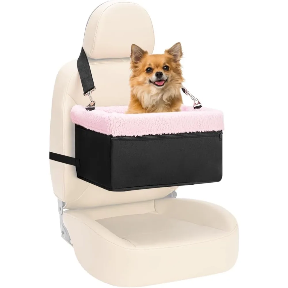 

Dog Car Seat for Small Pets Under 20lbs, Booster Seat with Metal Frame, Double-Layer Oxford Fabric, Safety Leash for Dogs and Ca