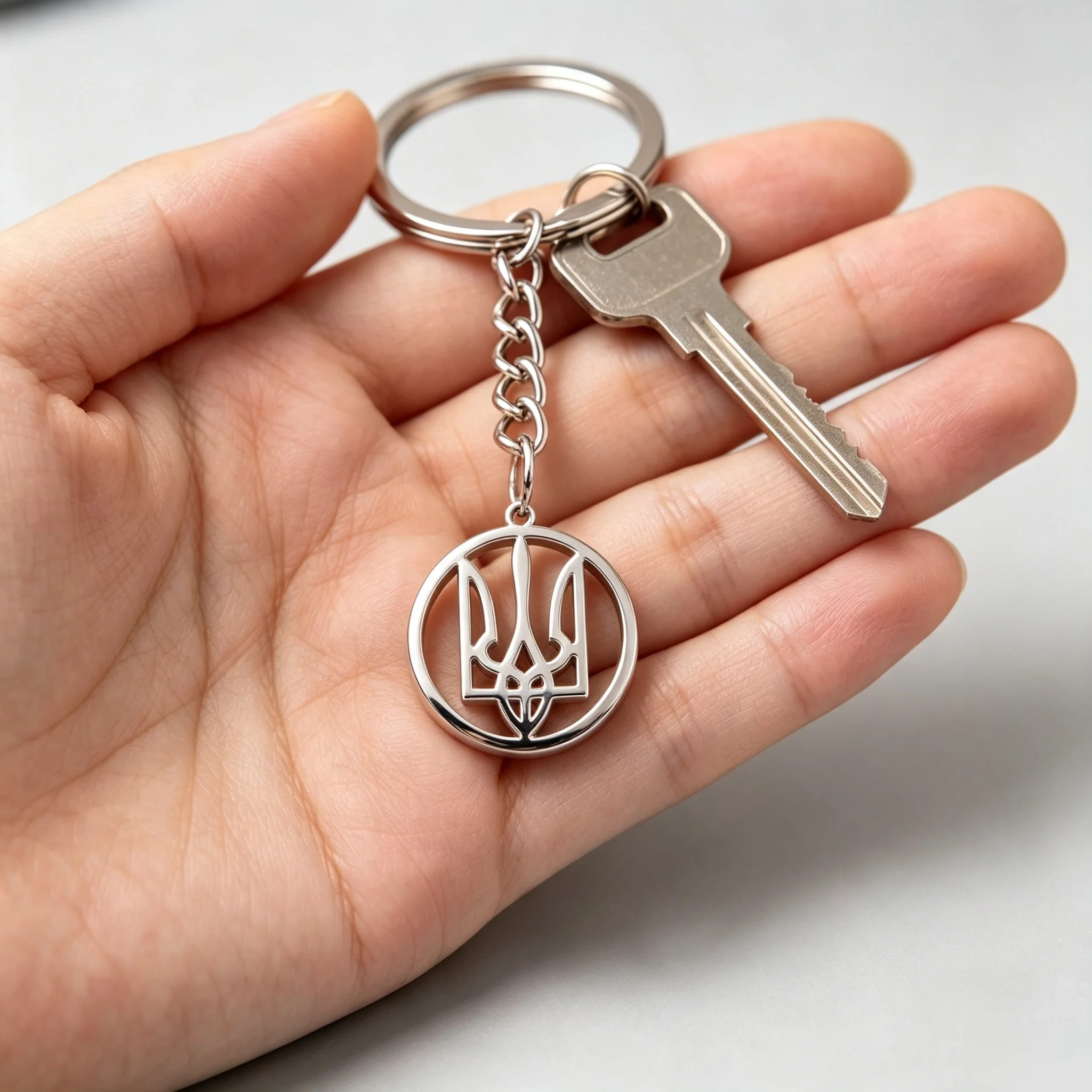 Ukraine National Emblem Pendant Keychain for Women Men Stainless Steel Jewish Star of David Hexagram Ukrainian Jewlery
