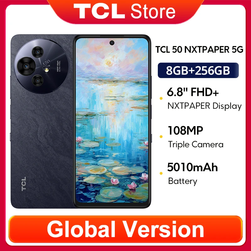 Versión Global TCL 50 NXTPAPER 5G, Pantalla NXTPAPER FHD+ de 6.8 Pulgadas y 120 Hz, Cámara Triple Ultra Pixel de 108 MP, Almacenamiento Masivo de 256 GB