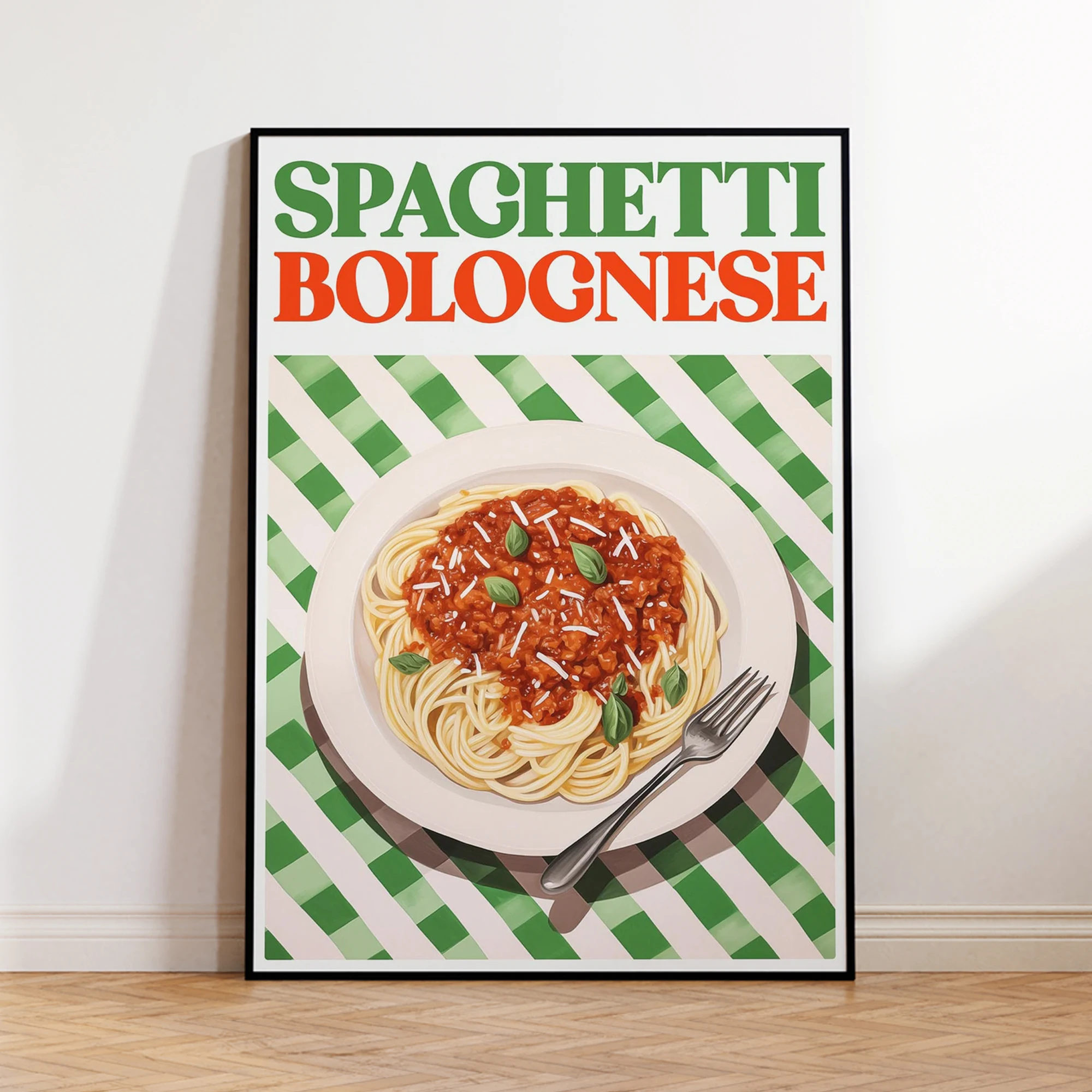 Impresión artística moderna de espaguetis boloñeses, pintura en lienzo, póster, imagen para sala de estar y restaurante, decoración del hogar