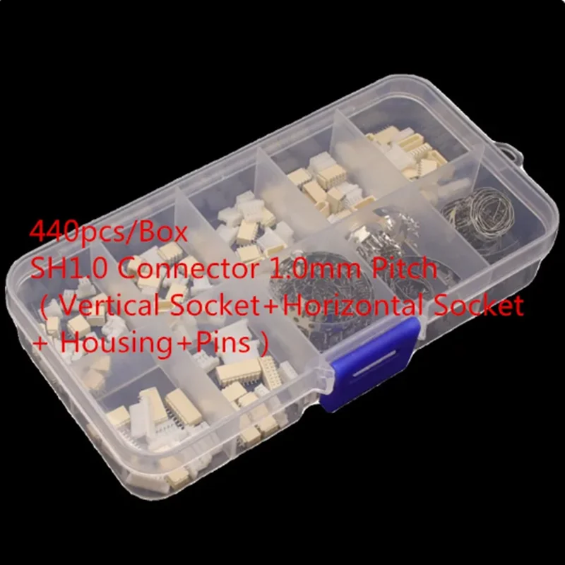 440pcs/Box SH1.0 2p 3p 4p 5 pin 1.0mm Pitch Terminal Kit / Housing / SMD Pin Header Connector Wire Adaptor SH Kits440pcs/Box SH1