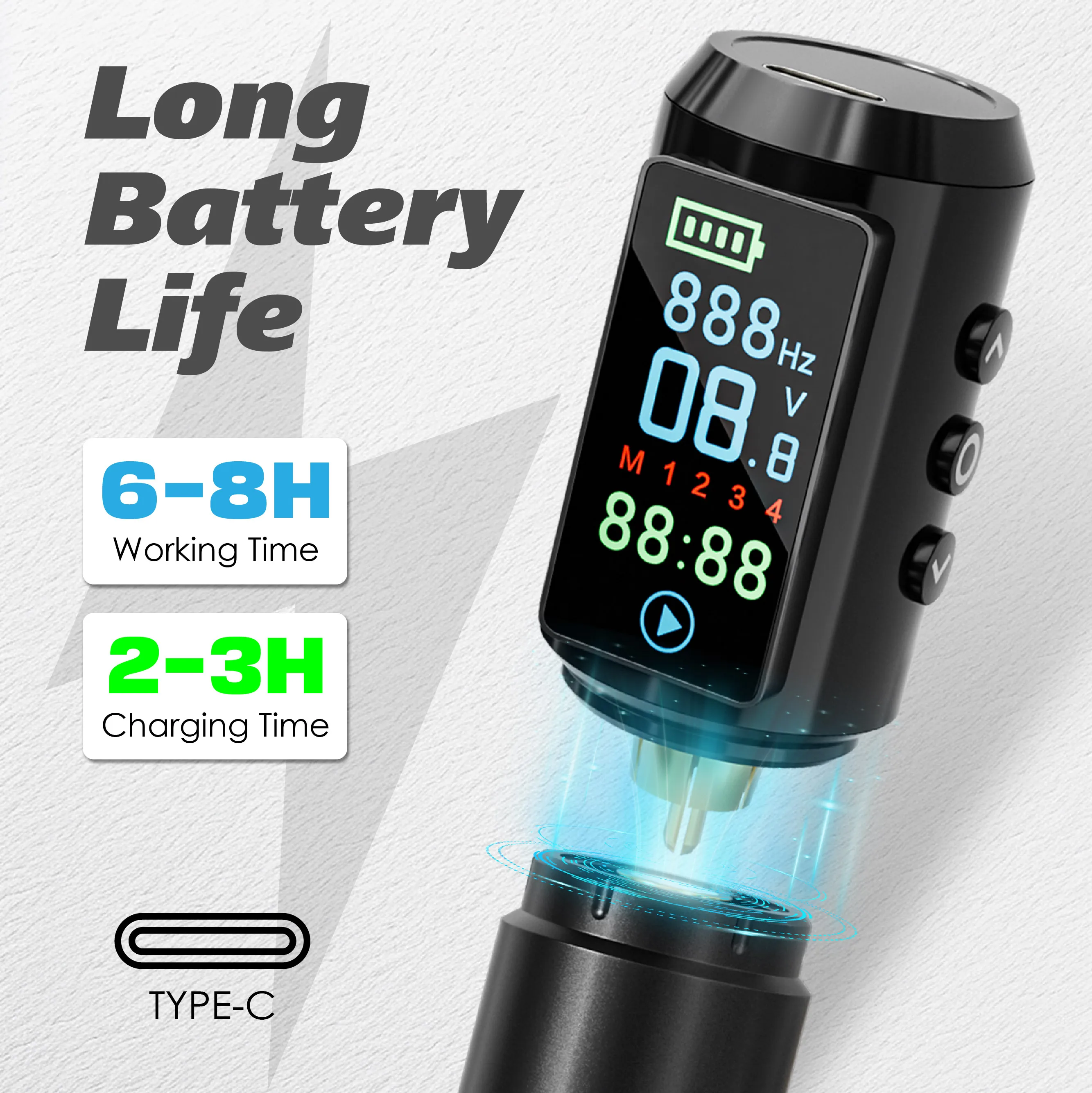 Neebol ワイヤレスタトゥーペンキット タトゥーマシン 電源付き 針 インク タトゥー用品 タトゥーアーティストへのギフト