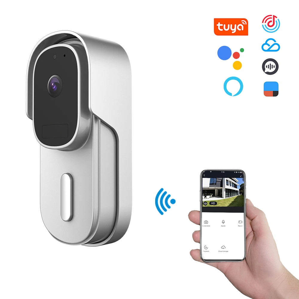 2MP 1080P Tuya APP 170Degree Wide Angle WIFI IP Doorbell Intercom Video Door Phone Battery Power  Visual Door Viewer