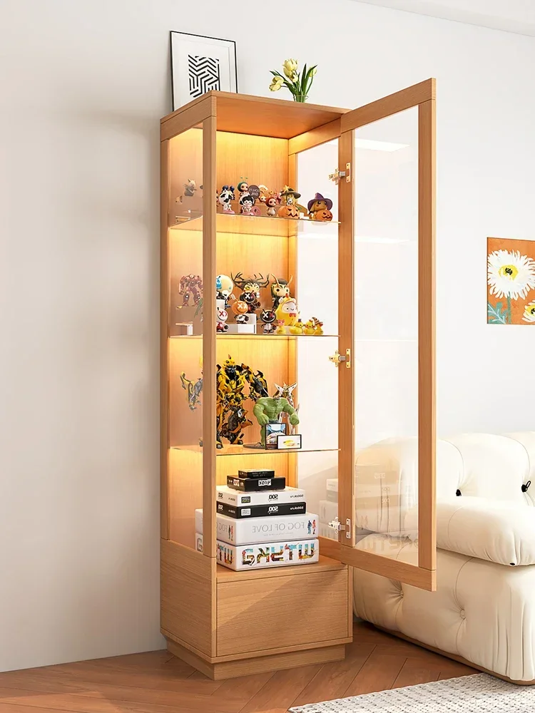 Living room figure cabinet Lego model cabinet Transparent glass door Toy display cabinet with lamp Household wine