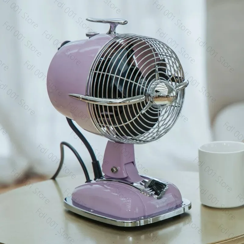 Retro electric fan Home light sound desktop aircraft head Electric Shaking head Air circulation Antique table fan
