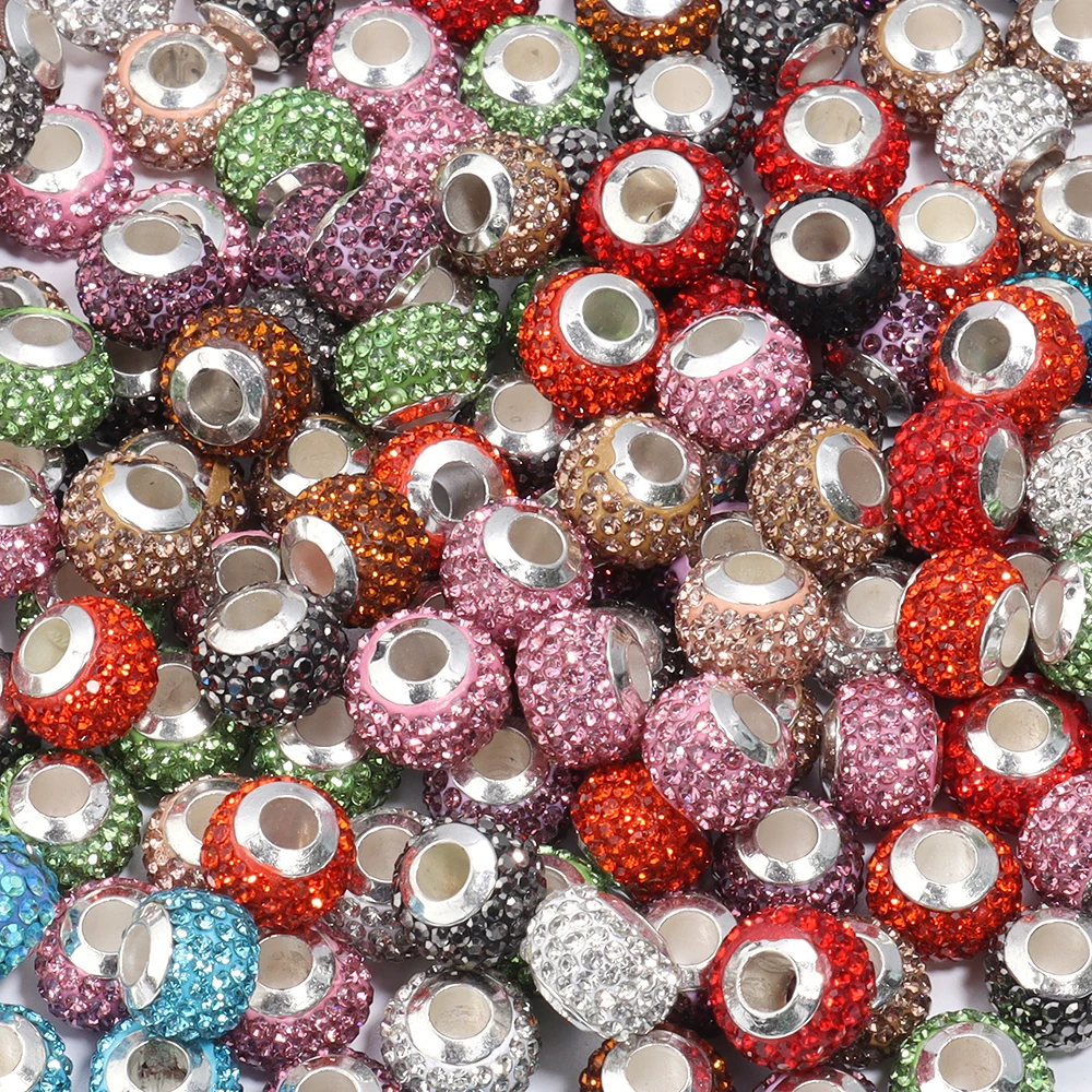 10 Stück/Set 14mm Bunte Shambhala Strass-Perlen mit Großem Loch als Abstandhalter für Schmuckherstellung DIY Armband Lose Perlen Zubehör – Detail 3