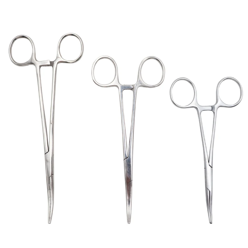 Stainless Steel Gold Handle Curved/Straight Forceps Locking Clamps, Hemostatic Forceps Arterial Forceps Medical Tools