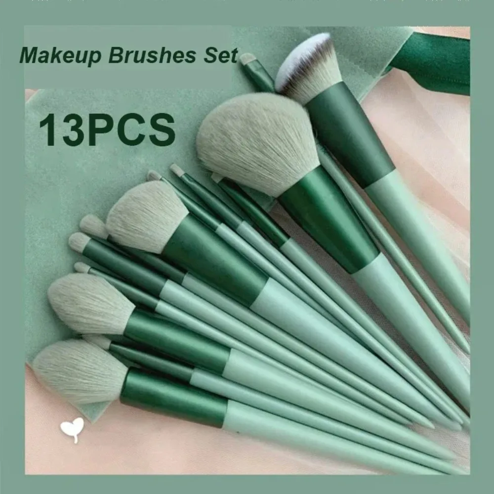 14-delige make-upborstels en siliconen schonere komset Make-upborstelset Zachte pluizige cosmetische foundationpoeder Beauty Tool Make-up