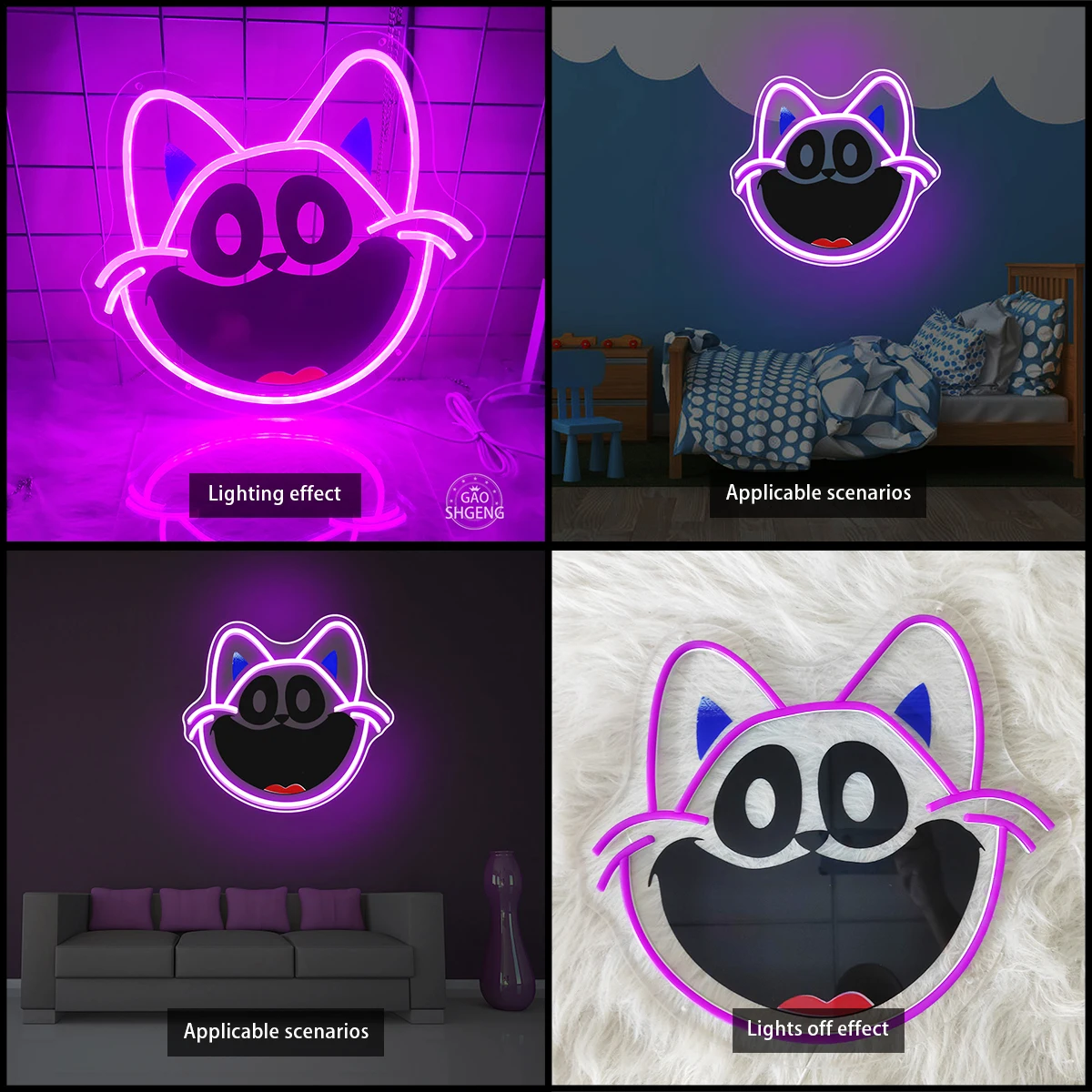 Smile cartoon cat neon lights apply to the bar party night club room decoration led neon lights to create an atmosphere