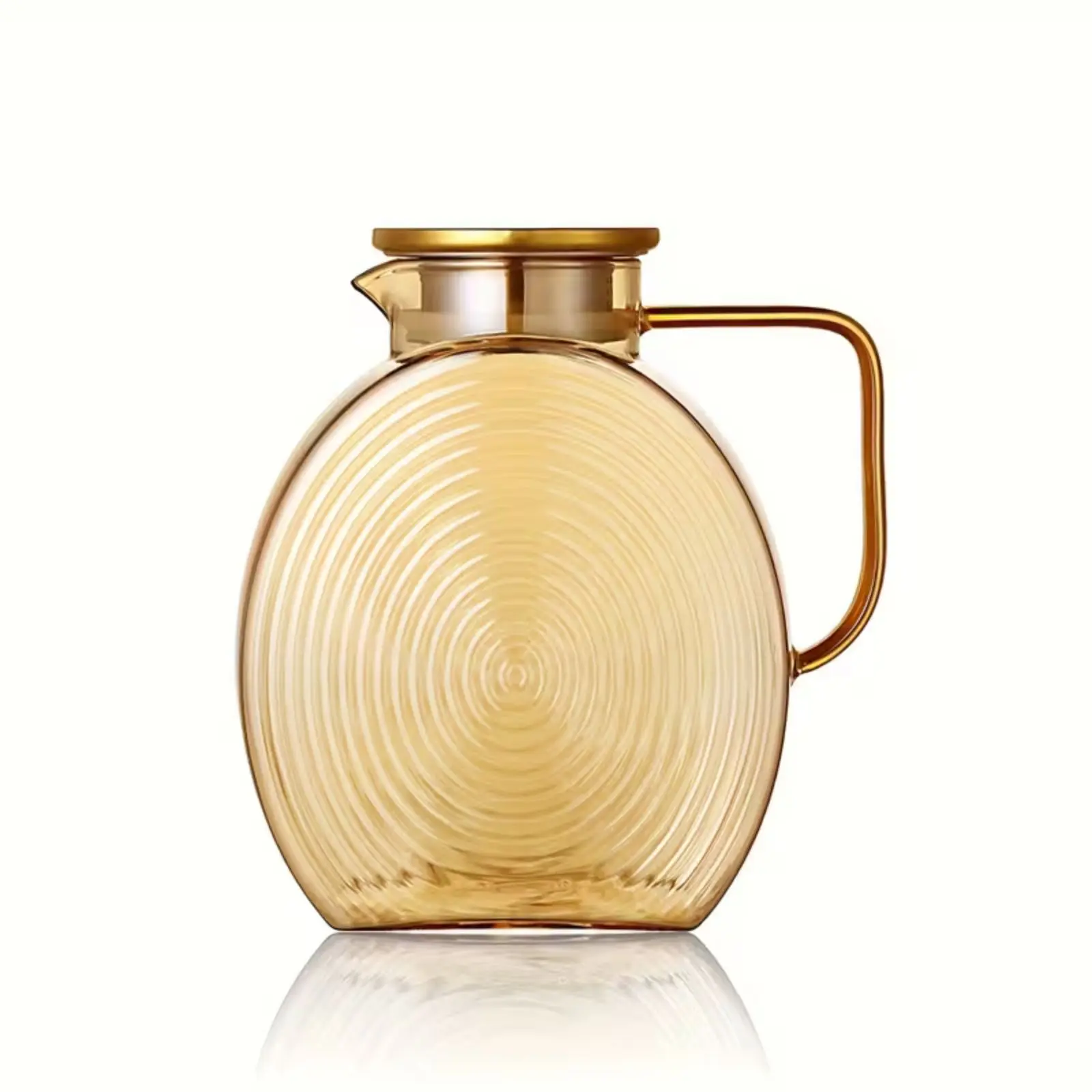 77oz Glass Water Pitcher with Gold Lid, 2.2L Large Capacity Jug with Wide Handle for Fridge, Iced Tea, Lemonade, Juice & Coffee