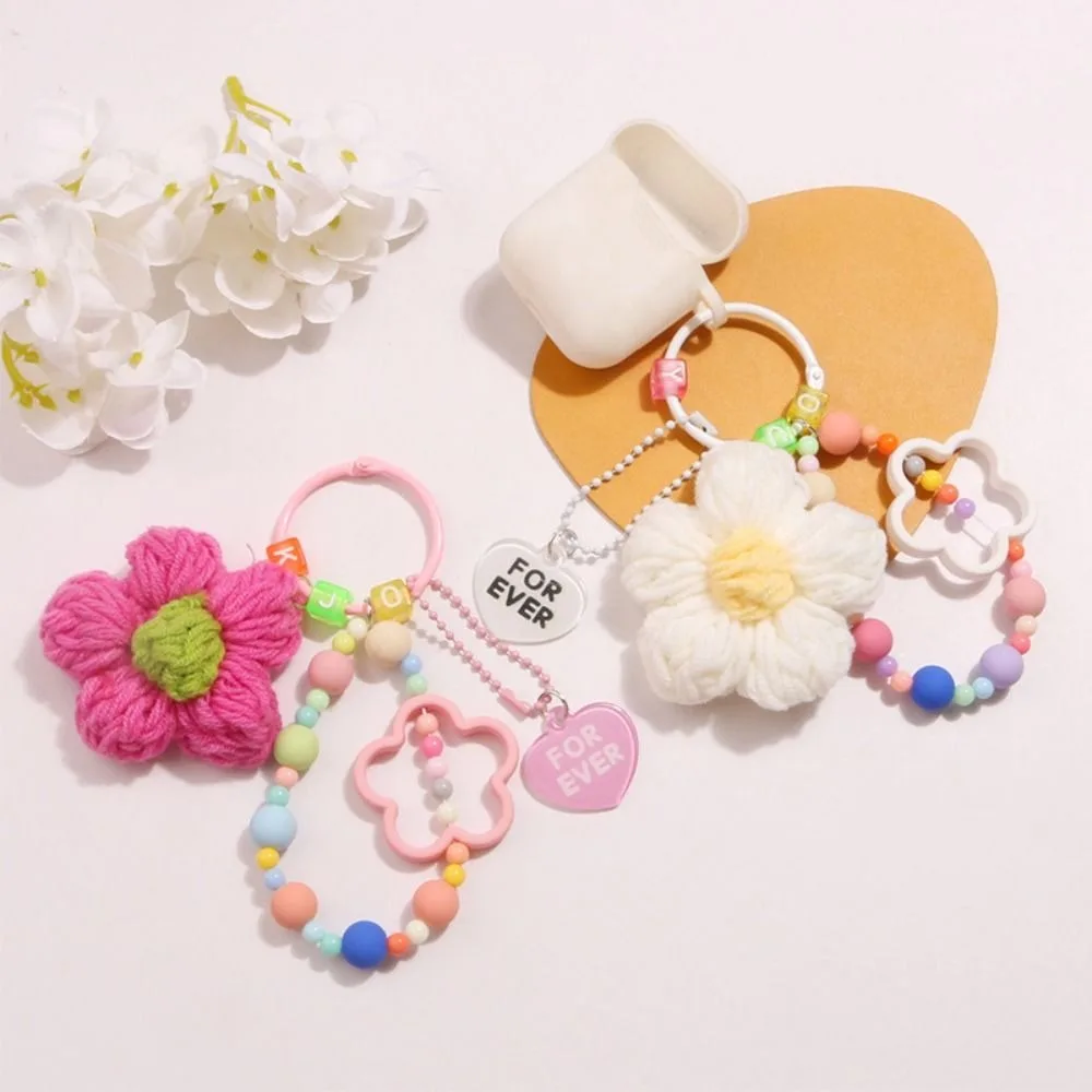 Colorful Blue Cute Keychain Pendant Five-petaled Flowers Acrylic Bag Decoration Attractive Dolls/Phone Faux Fur Key Chain Girl