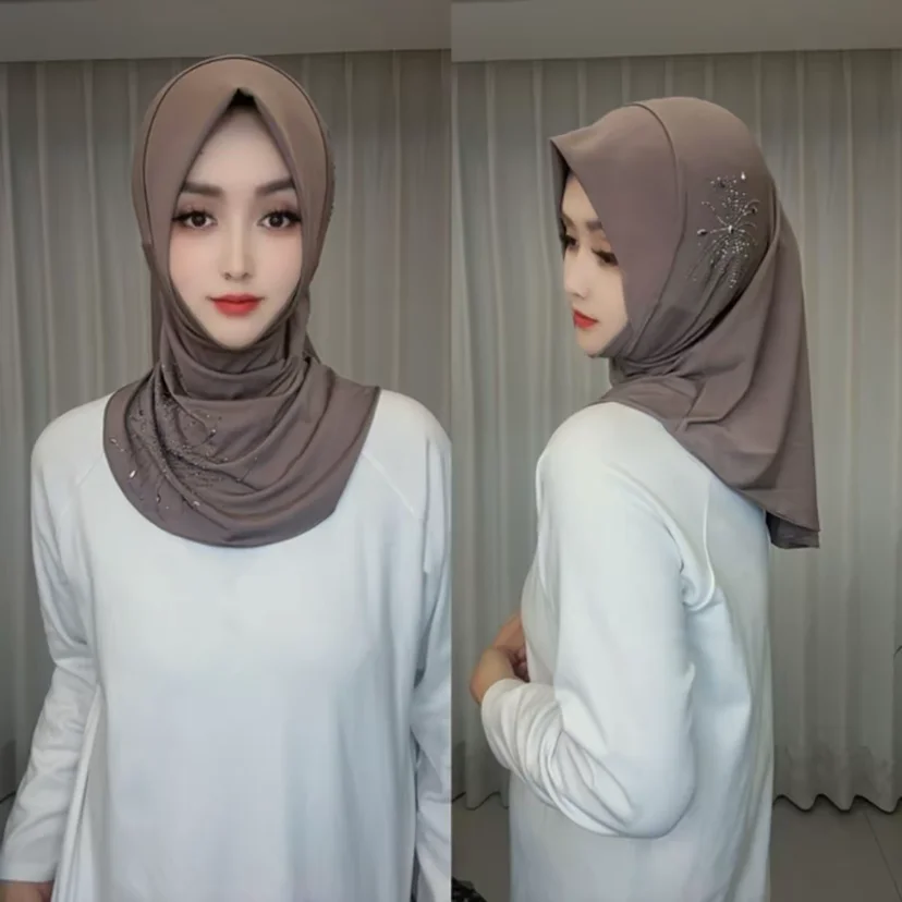 Moslim Islam Confectiekleding Hijaabs Glittery Shine Sjaals Modieuze hoofddoeken voor dames