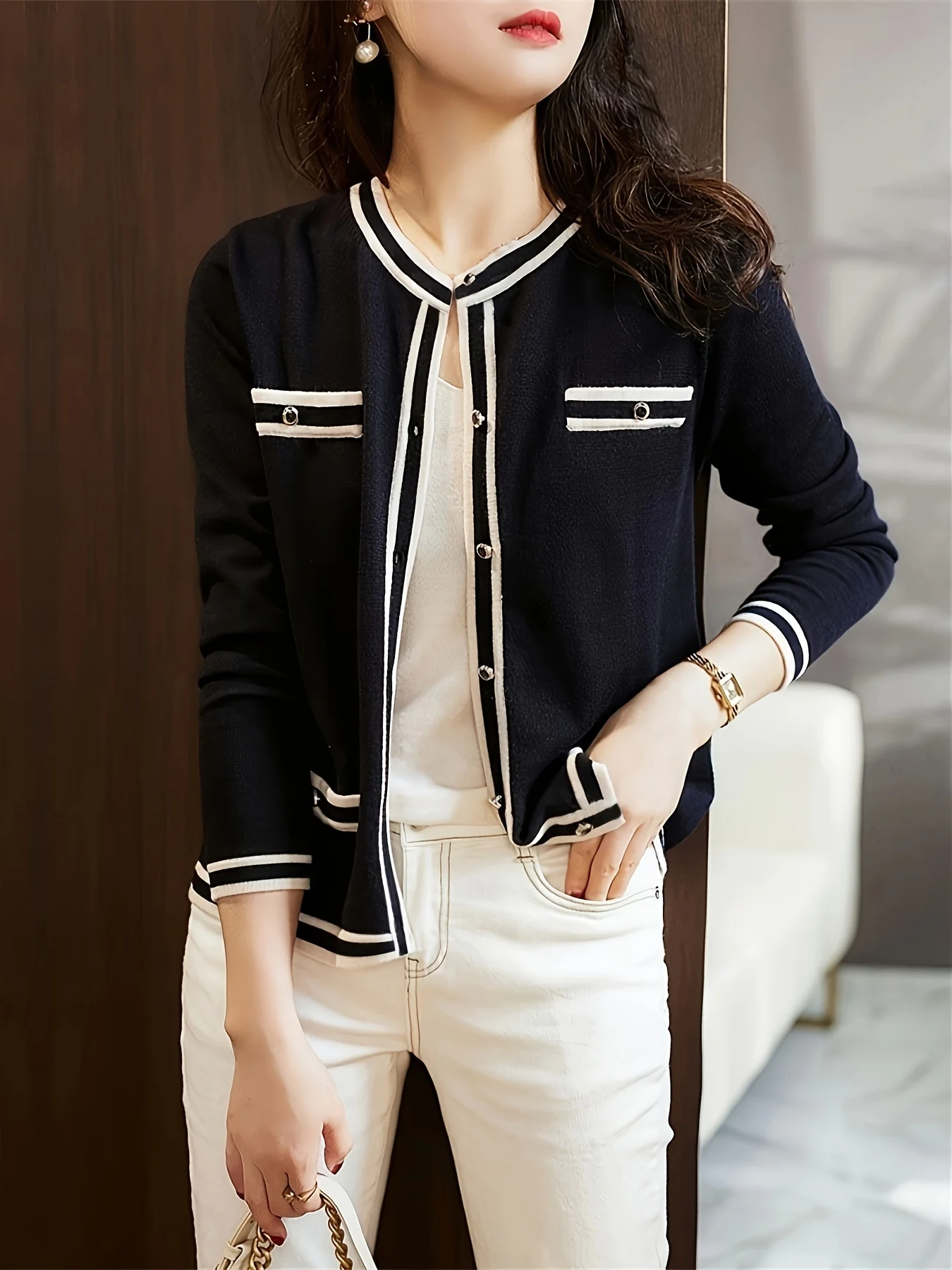 2024 Spring New Long Sleeve Knitted Cardigan Women\'s Versatile Casual Small Fragrant Style Knitted Shirt Women\'s Top Coat