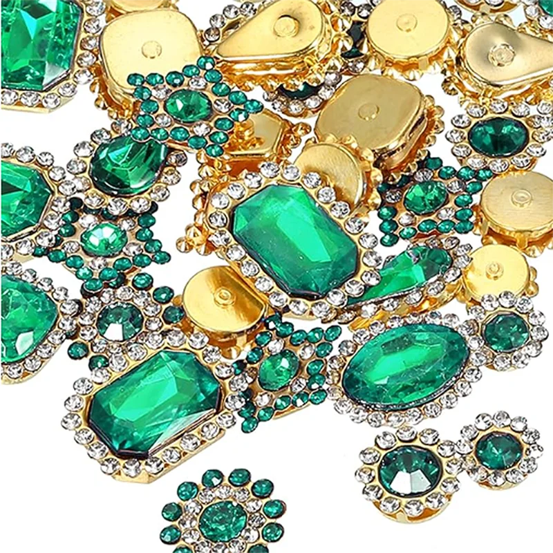 150 Stück Blumenklauen-Nähsteine mit Goldbasis, glänzende Kristall-AB-Steine zum Aufnähen, Schmuck- und Kleidungsdekoration Zubehör – Detail 6