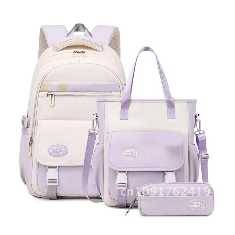 1 conjunto de mochilas de moda versátil mochila de volta às aulas bolsa de ombro bolsa lápis caso conjunto para meninas estudantes primários