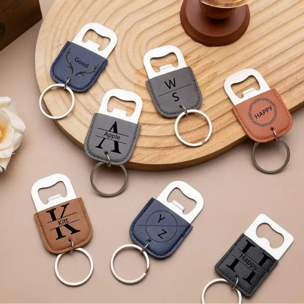 

Custom Bottle Opener Leather Stainless Steel Beer Bottle Opener Personalized Metal Bottle Opener Keychain Engraved Text And Logo