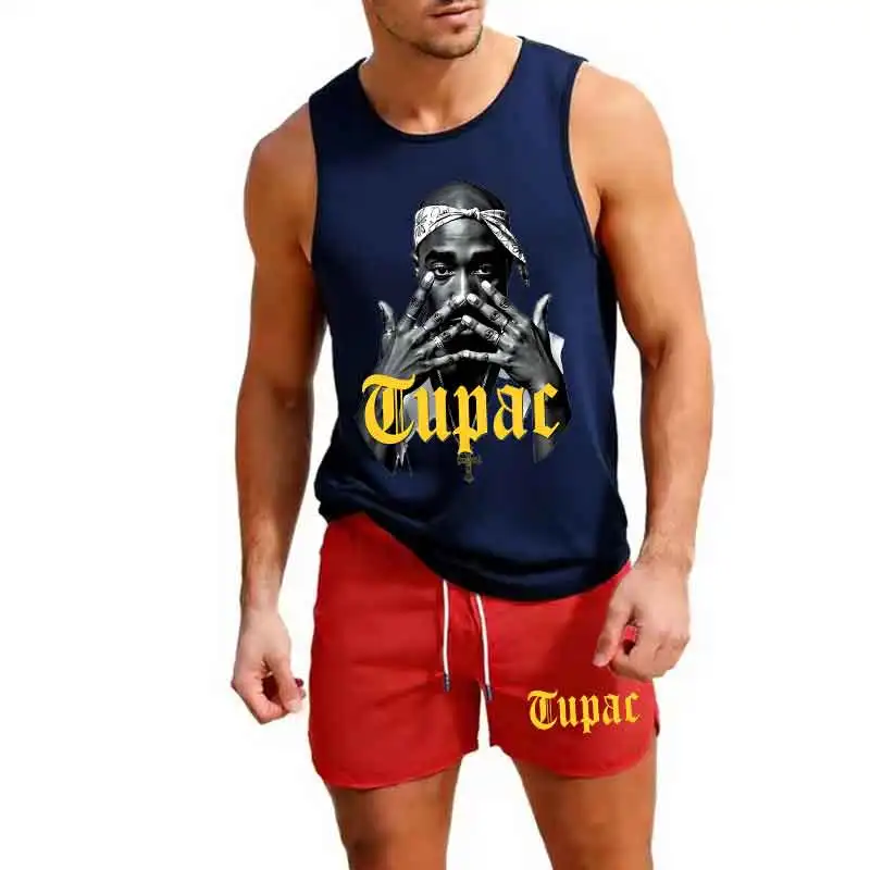 

Men Mesh Vest and Quick Dry Shorts 2 Piece Sports Set European Size Summer Beach Training Jogging Activewear Outfit Clothing