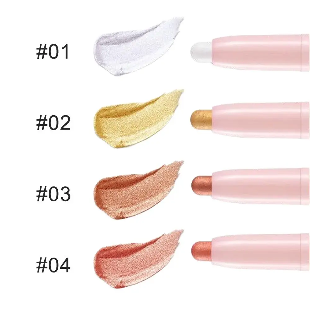 Liegender Seidenraupen-Glitzer-Lidschattenstift, weiße Perle, Hochglanz-Lidschattenstift, matt, aufhellender Textmarker, Make-up-Kosmetik