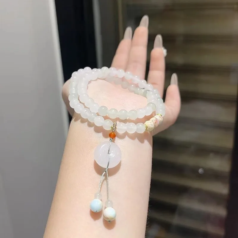 

Popular Tianshan Cui Ping An Buckle Double Ring Bracelet, Guofeng New Chinese Women's Bracelet