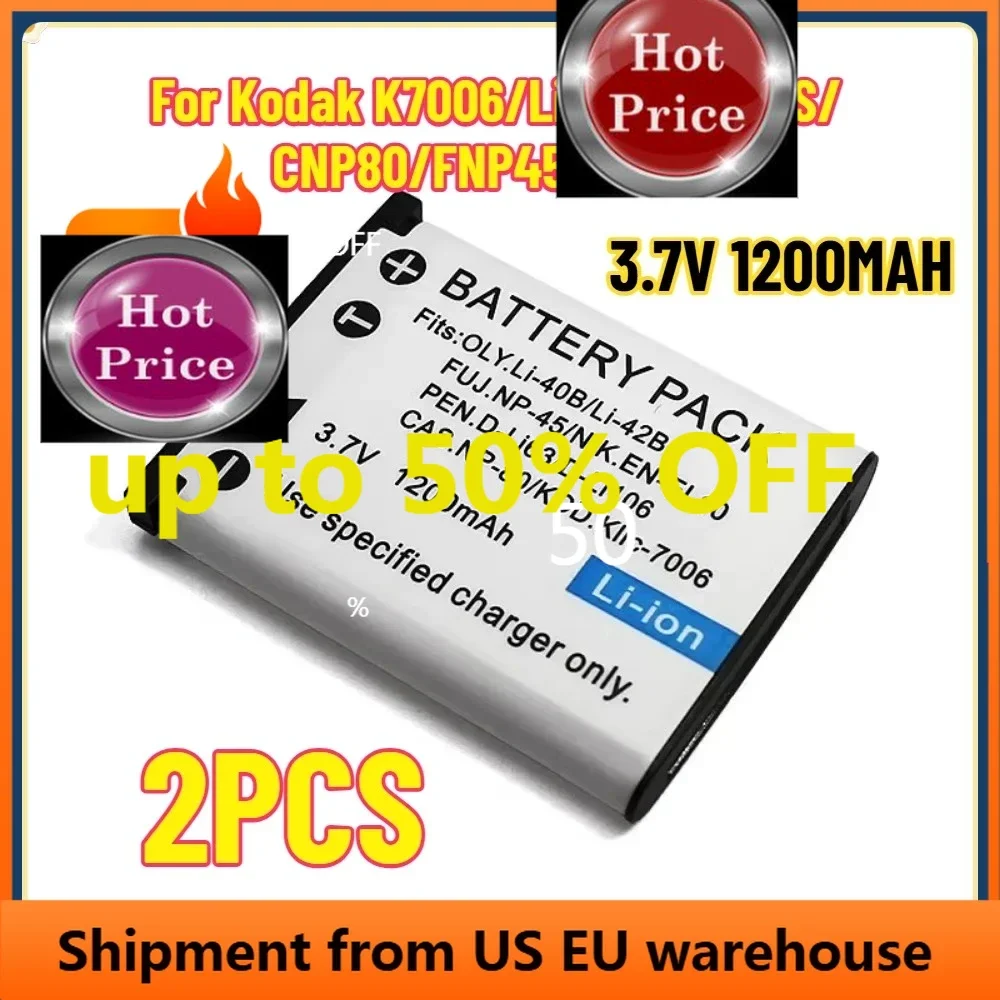 

New 2PCS/4PCS 3.7V 1200mAh Digital Camera Battery Suitable For Kodak K7006/Li-40B/42B-S/CNP80/FNP45/DLI63 Digital Lithium Batt
