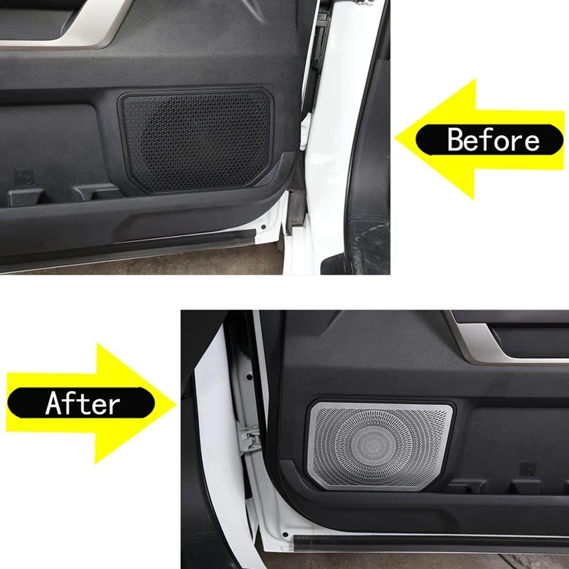 Car Inner Door Speaker Horn Cover Trim Kit For Toyota  Sequoia 2022 2023 Stainless Steel Accessorise image 4