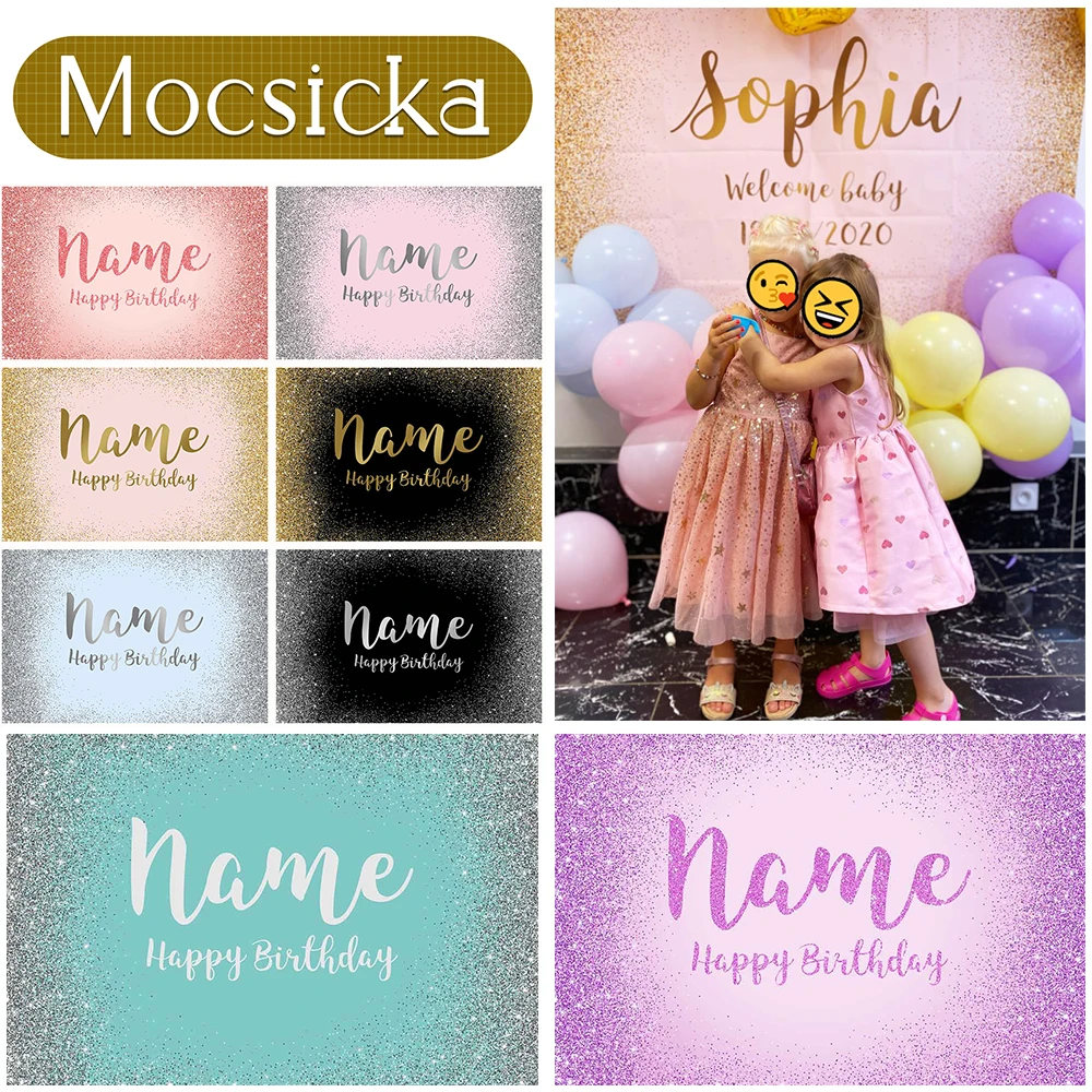 

CUSTOM SIZE NAME Glitter Gold Birthday Party Decoration Backdrop Baby Shower Festival Cake Smash Wedding Profession Background