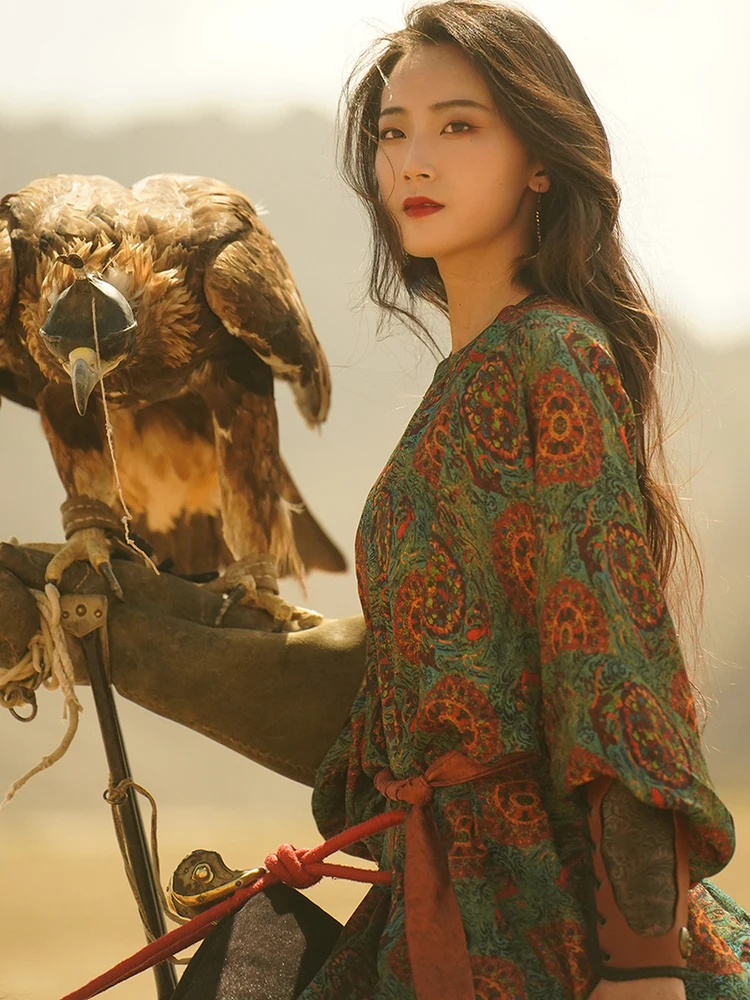 

Новое женское платье Zihou Wind в стиле династии Тан, имитация шелка, Ханьфу, весна-осень, модная традиционная китайская одежда