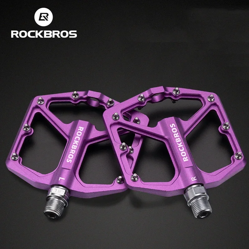 ROCKBROS Bike Pedals Aluminum Alloy Anti-slip Bicycle Pedals Ultralight Sealed Bearing One-piece MTB Road Mountain Cycling Pedal