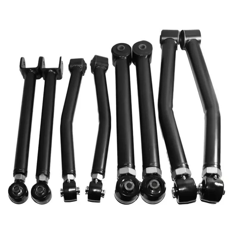 8Pcs Black F+R Upper+Lower Adj. Control Arm For 2007-2018 Jeep Wrangler Unlimited 4WD/2WD