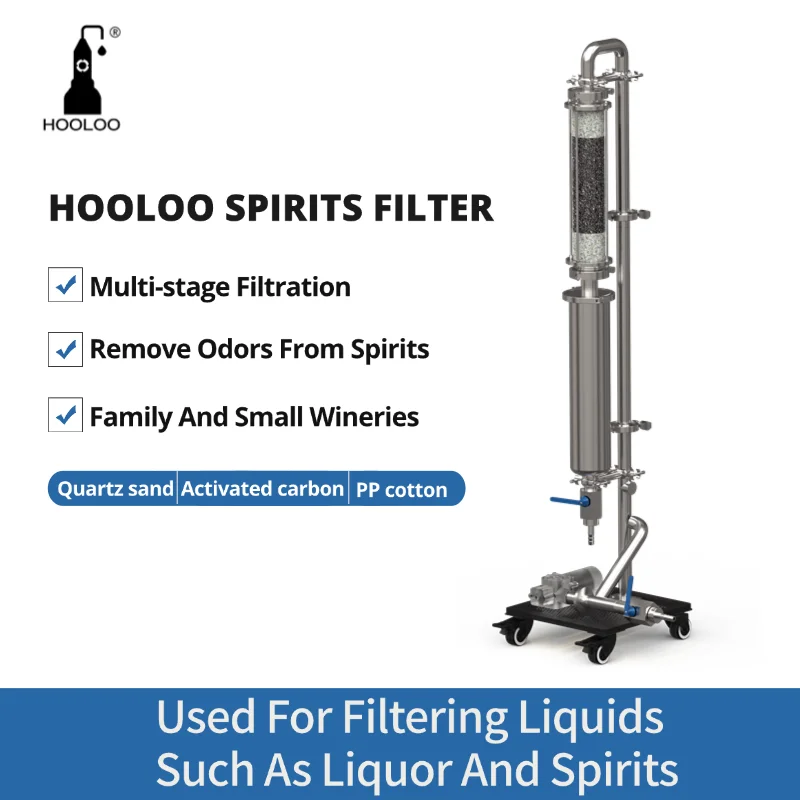 

HOOLOO Домашний спиртовой фильтр Виски Бренди Джин Фильтр Мембранный насос Активированный уголь удаляет запах травм, мутность