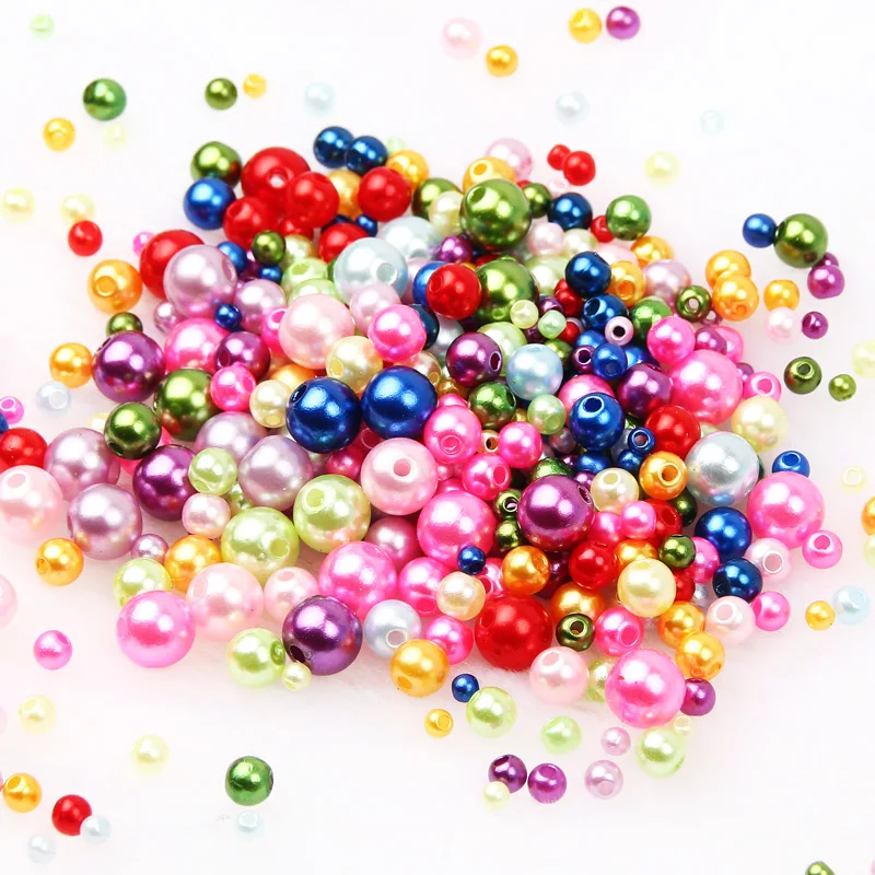 150Pcs/Pack Mix Size 3-8mm Imitation Pearl Beads With Hole Colorful Pearls Round Acrylic Spacer Beads For Diy Jewelry Making