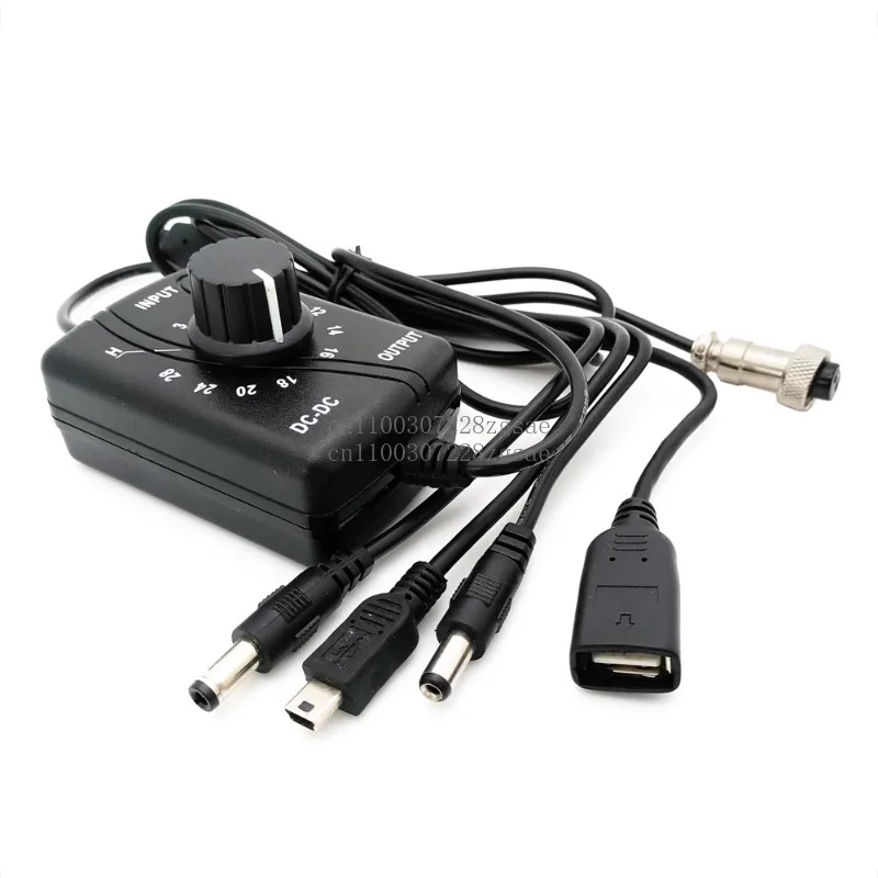 

DC-DC DC voltage regulator 0-28V USB output DC adapter alligator clip output cable