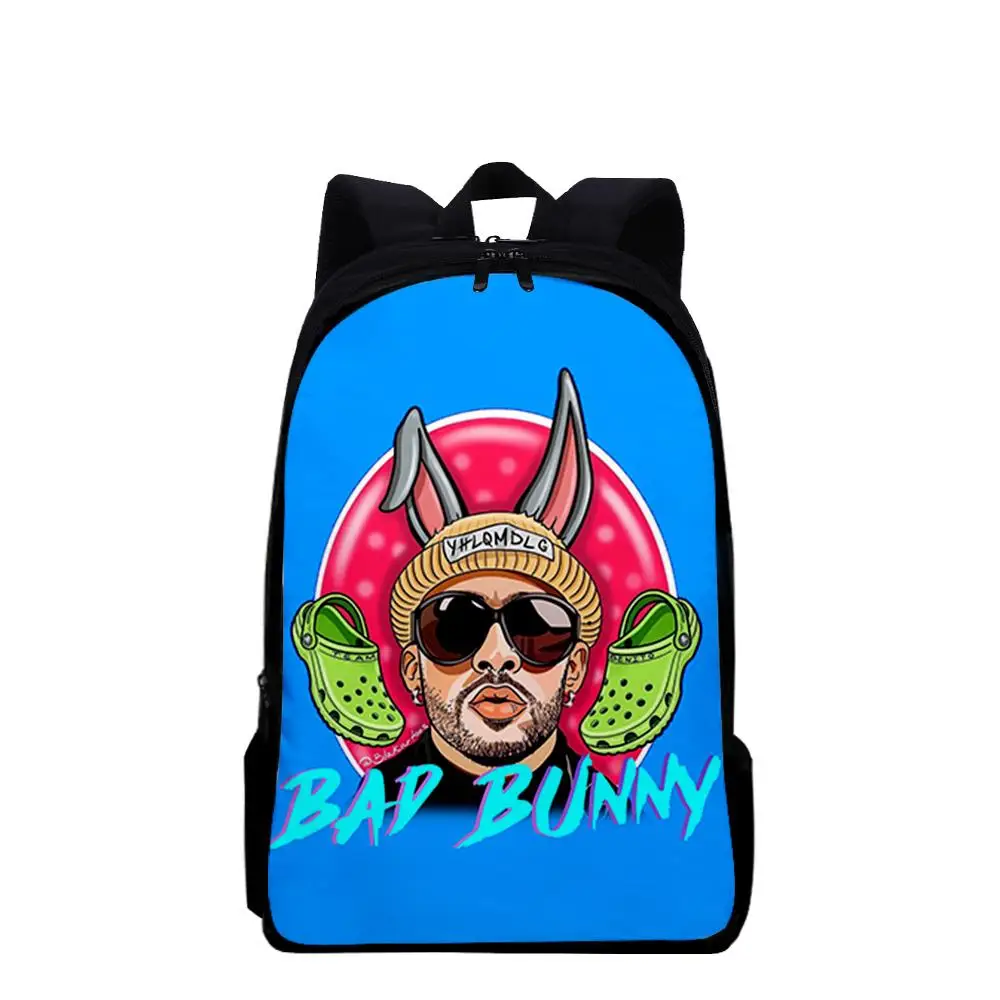 

2024 New Harajuku Funny Kawaii bad bunny Student School Bags Youthful Notebook Backpacks 3D Print Oxford Waterproof Boys/Girls