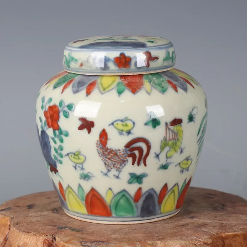 Ming Chenghua Doucai Storage Bowl Hen Pattern Tea Jar Antique Unique Home DéCor