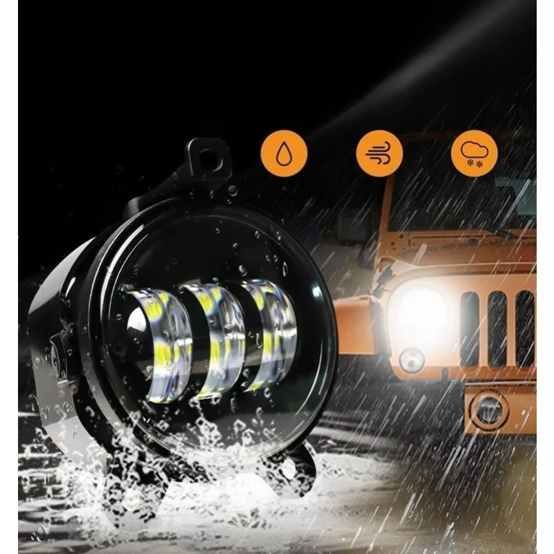 

Для Jeep Wrangler 12V Dodge Off-road 4x4 бампер 3,5 дюйма белый янтарный Halo дневные ходовые огни автомобиля передние DRL круглые светодиодные противотуманные фары