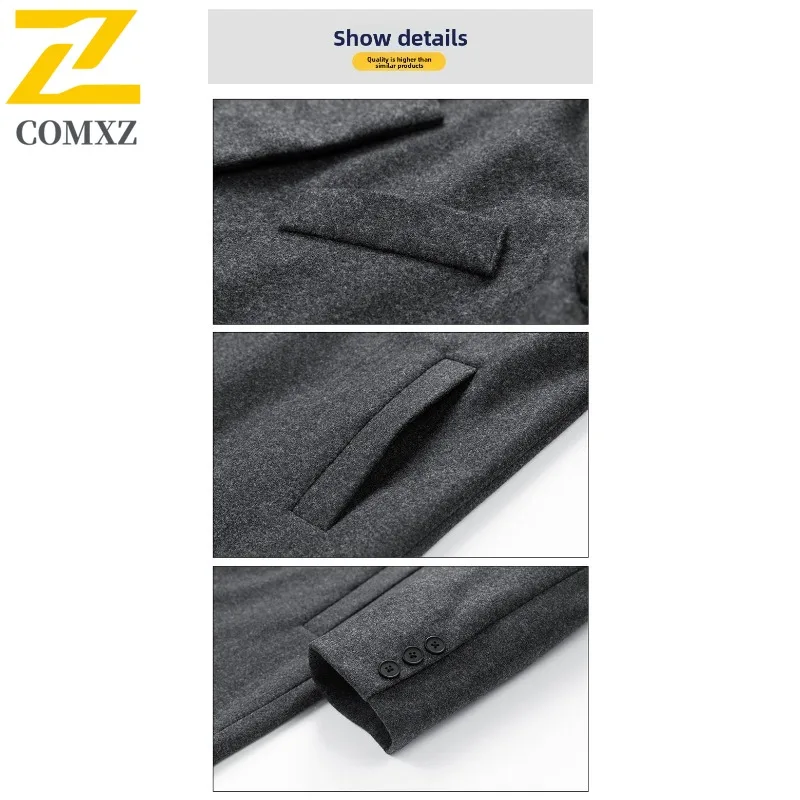 COMXZ Woolen Trench 2025 Casual Turndown Collar Hiking Lightweight Coats Light Luxury Working Warm Autumn Winter New Garment