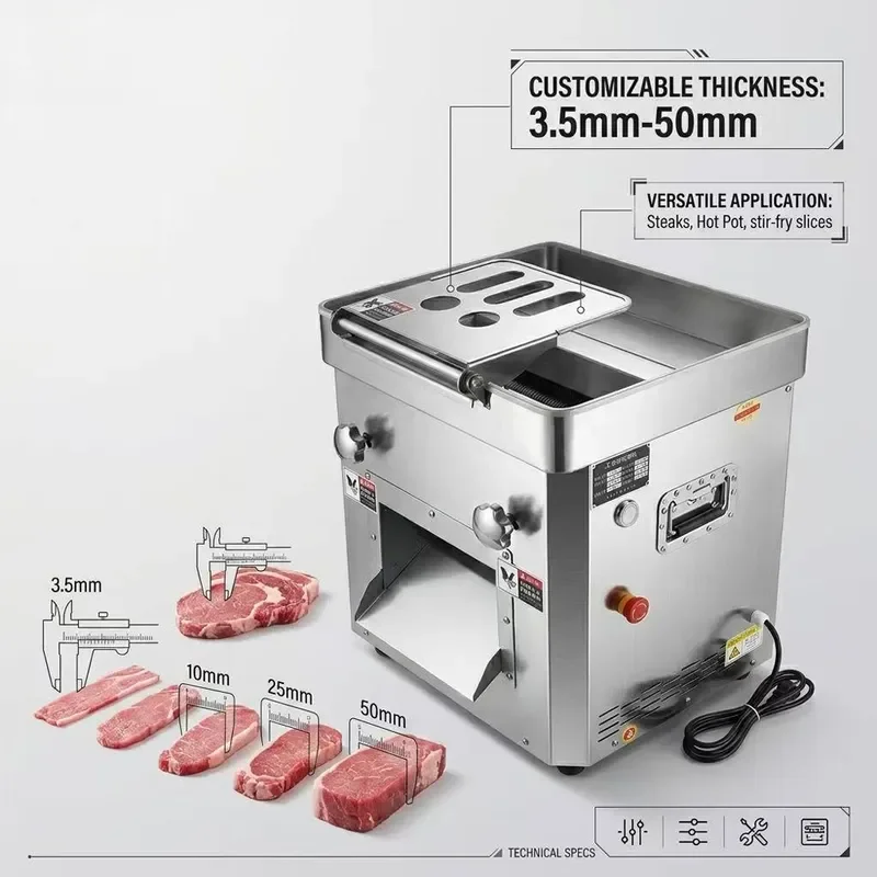 for Multifunctional 300 type Industrial Meat Processor 1.5KW 300 600kg h Slicing Dicing Shredding Heavy Duty Meat Slicer