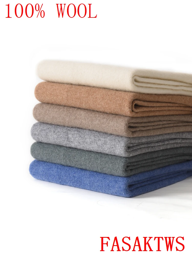 

New Autumn Winter 100% Pure Australian Wool Sweater Men's O-Neck Sweater Versatile Basic model Long Sleeve Knitted Leisure Tops