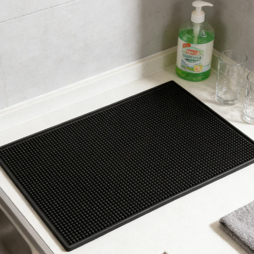 Leeseph Reusable PVC Countertop Spill Mats, Minimalist Rectangular Water-Filtering Mat for Bar Mat, Coffee Mat for Home Bar
