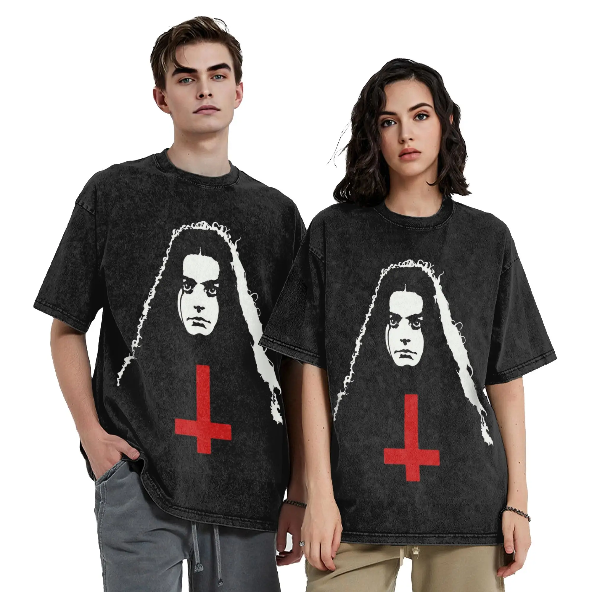 Camiseta ALUCARDA estilo Hip Hop, 100% algodón lavado, camiseta Harajuku Vintage para hombre y mujer, camiseta estampada estilo streetwear